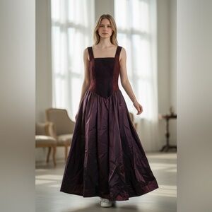 Vintage Nadine prom dress iridescent taffeta burgundy Basque sz 3 whimsigoth